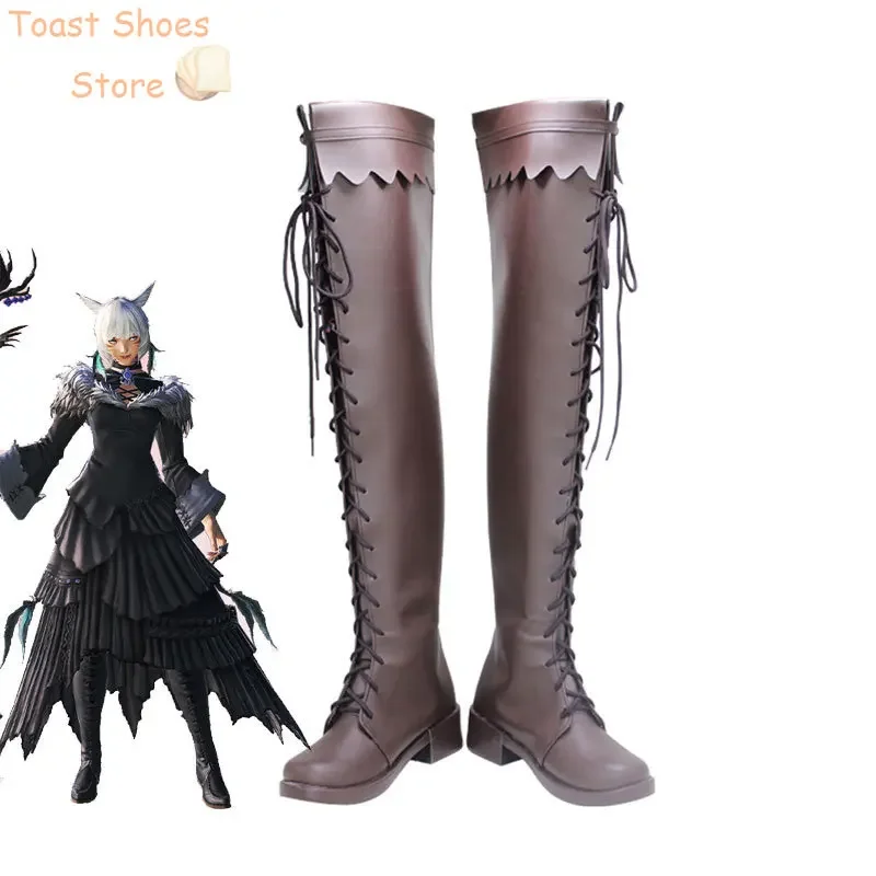 

Игра FF14 Y'shtola, обувь для косплея, обувь из искусственной кожи, карнавальные ботинки на Хэллоуин, реквизит для косплея, реквизит для костюма
