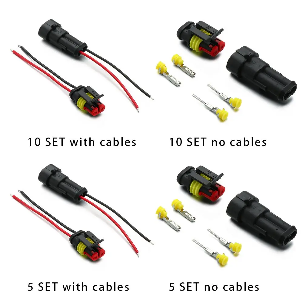 

5/10Kit New Sealed For Electrical Car Male and Female Plug 12V 2Pin Automotive Connectors Electrical Wire