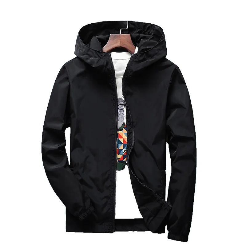 

Men's coat spring and autumn Korean casual oversized men's windbreaker zippered hooded jacket