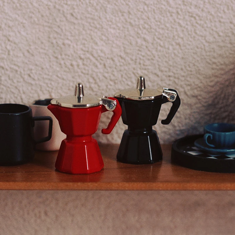 Mini cafetera de simulación en miniatura para casa de muñecas, modelo de utensilios de café para decoración de casa de muñecas, juguetes de juego de