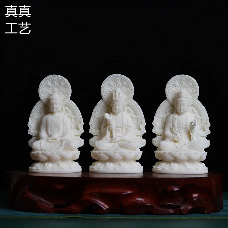 Ivory Nut Carved New Sitting Western Trinity Home Decoration Worship Crafts Ornaments Vairocana