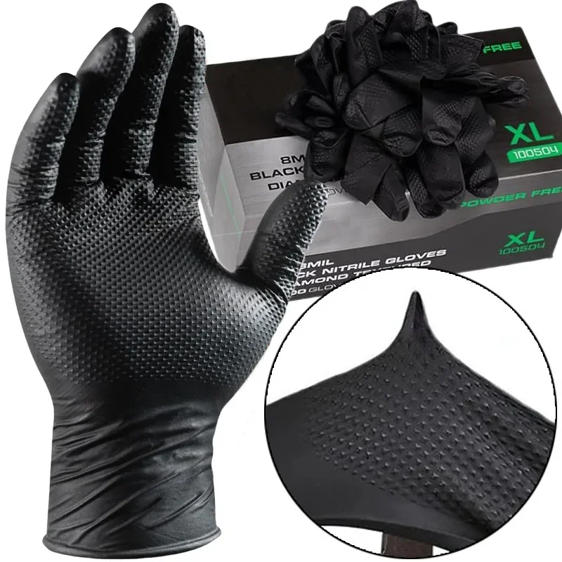 250pcs Heavy Duty Nitrile Gloves 8MilThick Mechanic Home Garden Disposable Glove with Textured Grip Antislip Safety Work Gloves