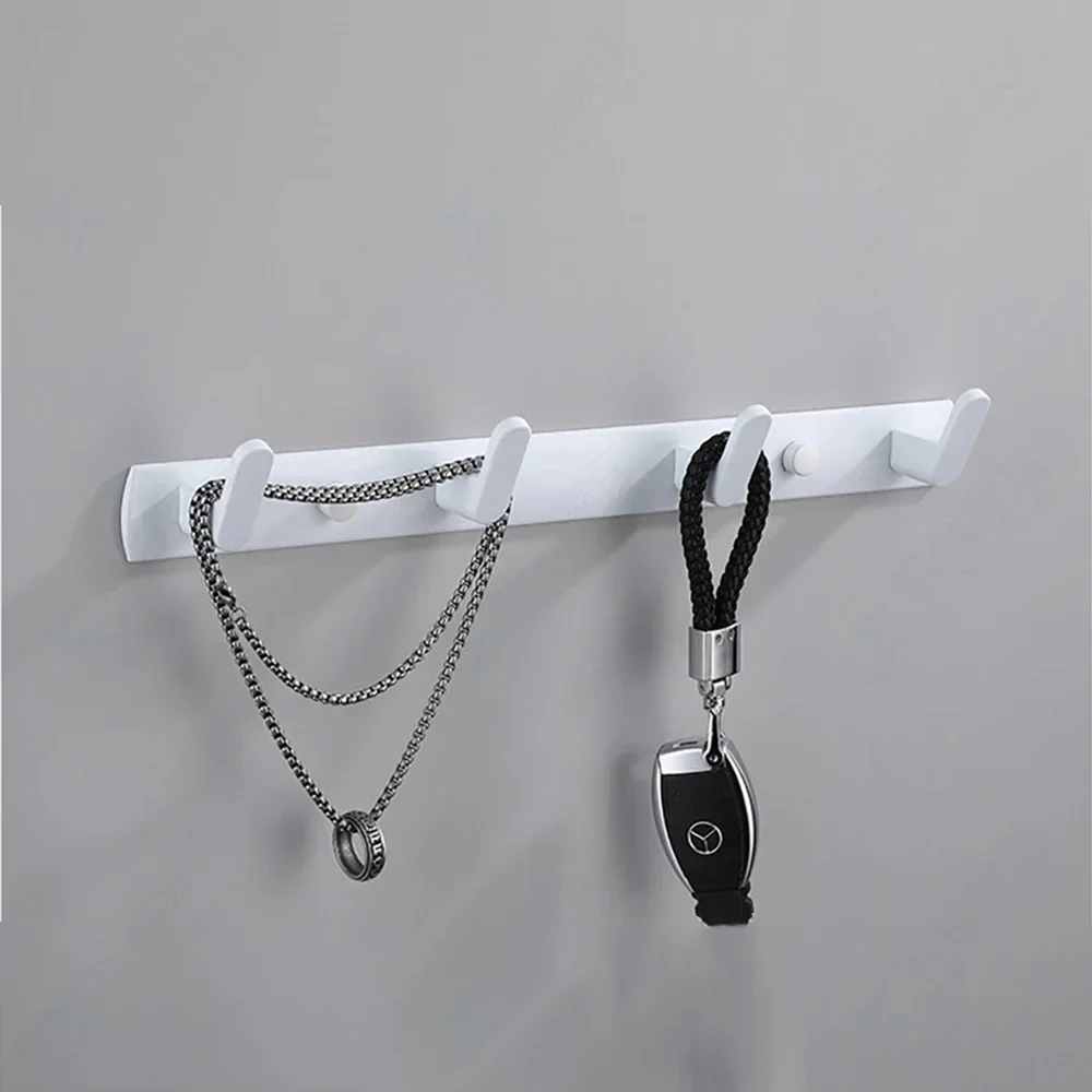 Wall Hanger Coat Hook Clothes Towel Holder White Aluminum Toliet Hallway Hooks Hanging Shelf Bathroom Kitchen Accessories