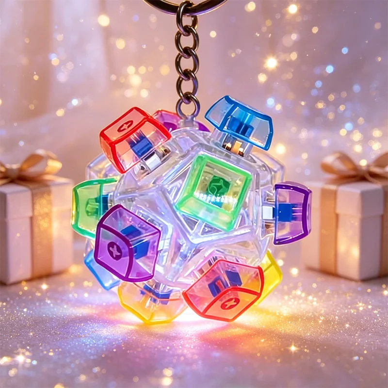 HOT Cool Glowing Keyboard Keychain Fidget Toy, Pressable Buttons, Stress Relief, Portable Desktop Ornament, Ideal Surprise Gift