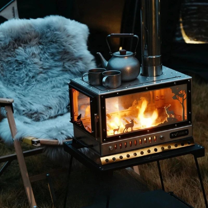Outdoor one-unit wood stove heating stove household portable multi-function camping stove view