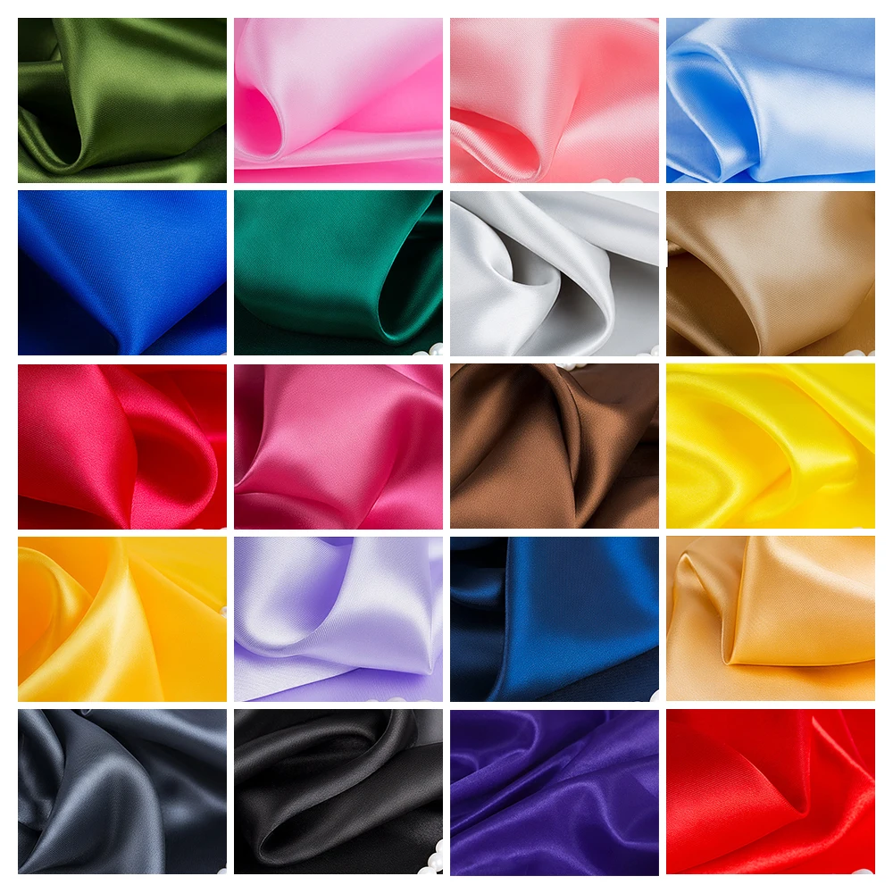 28 Colors of Polyester Solid Satin Fabric for Wedding Dress Fashion DIY Craft Costumes Decorations Fabrics by Meters Promotion