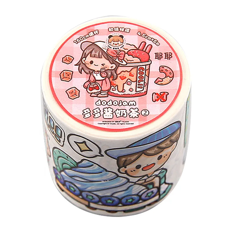 Telado Creative Cute Milk Tea Cartoon Girl e Paper Tape Hand Ledger Girl Heart Decoration Cute Sticker Washi Tape
