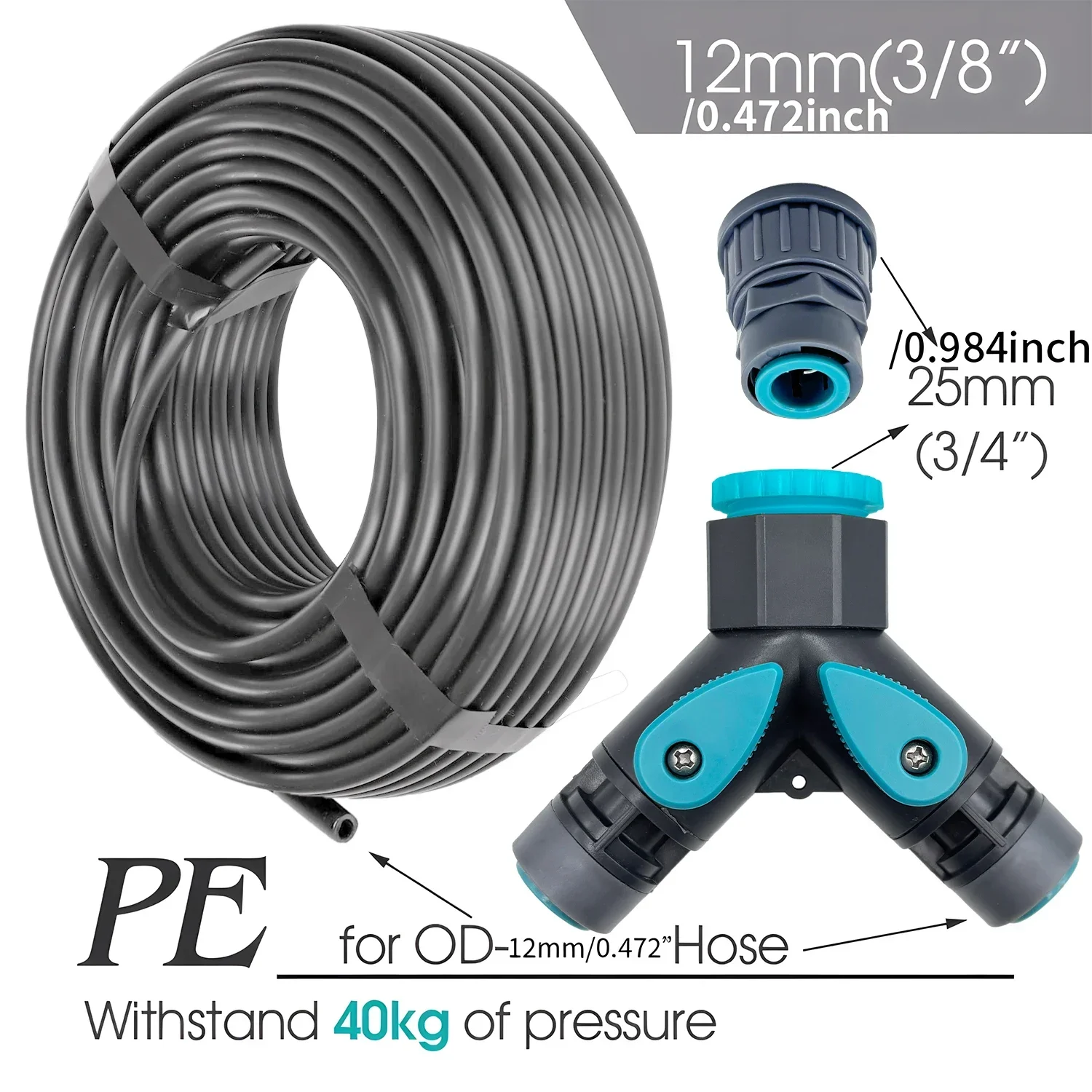 Quick Connect Fogging Cooling Dedusting Watering System for Garden with Gray 3 8 PE Hose Flexible Brass Adjustable Spray Nozzle