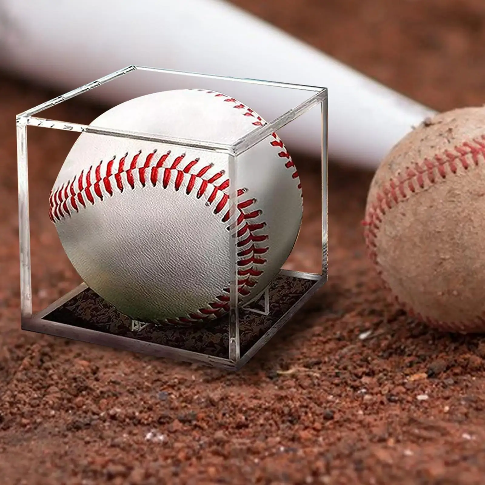 

Baseball Display Case Dustproof Multifunction 3.15inch Baseball Holder for Small Toys Single Ball Earphone Collections Tennis