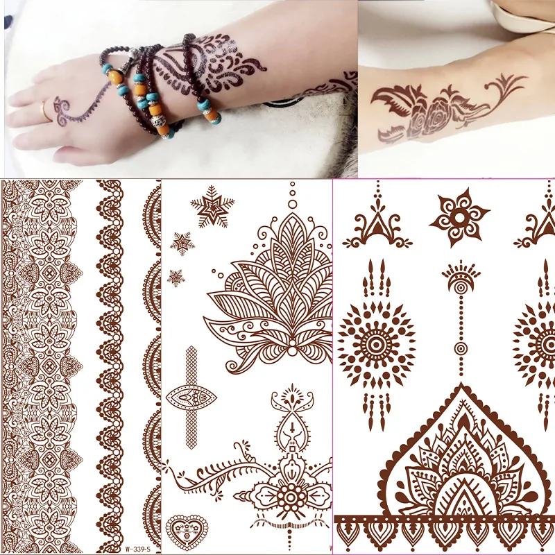 

New Indian lace henna Temporary Tattoos,Tattoo Stickers,Waterproof Long-Lasting,Fake Tattoo for Women for Party Festival