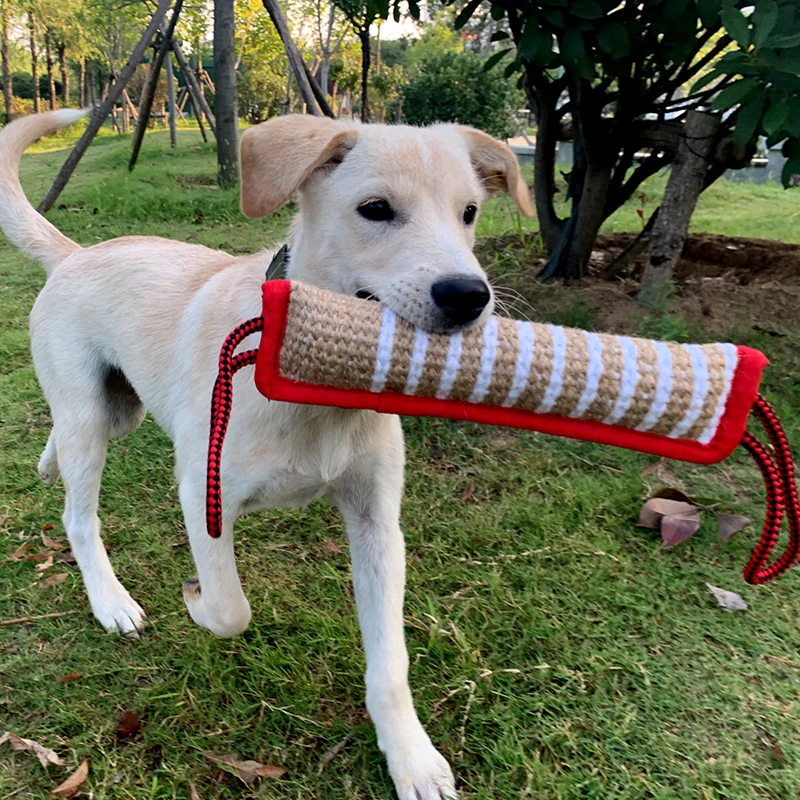 Durable Dog Training Tug of War Interactive Dogs Jute Bite Pillow Sleeve Chewing Toys for Malinois German Shepherd Pet Play Toy