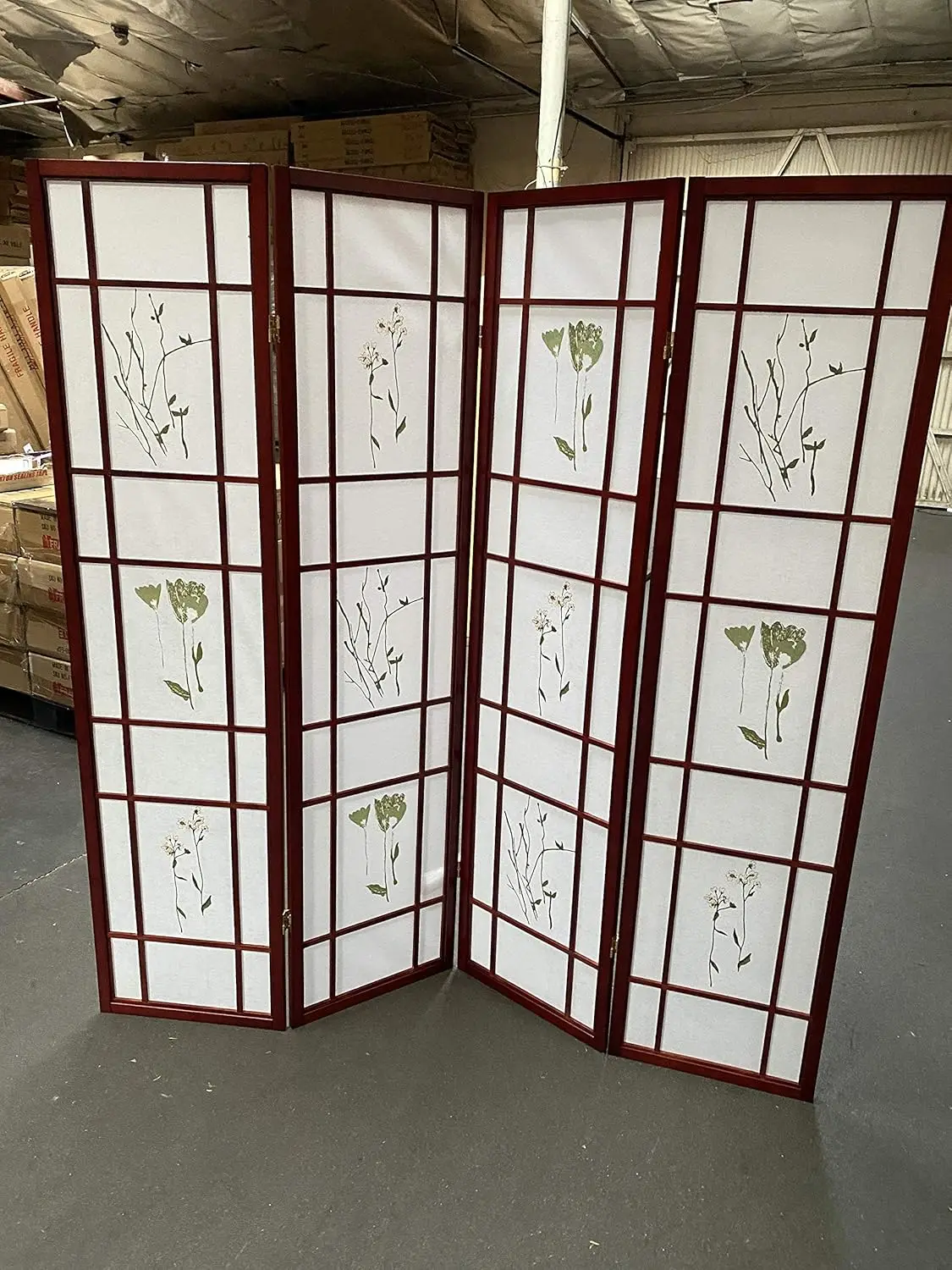 

4 Panel Room Divider Coaster Oriental Floral - Cherry