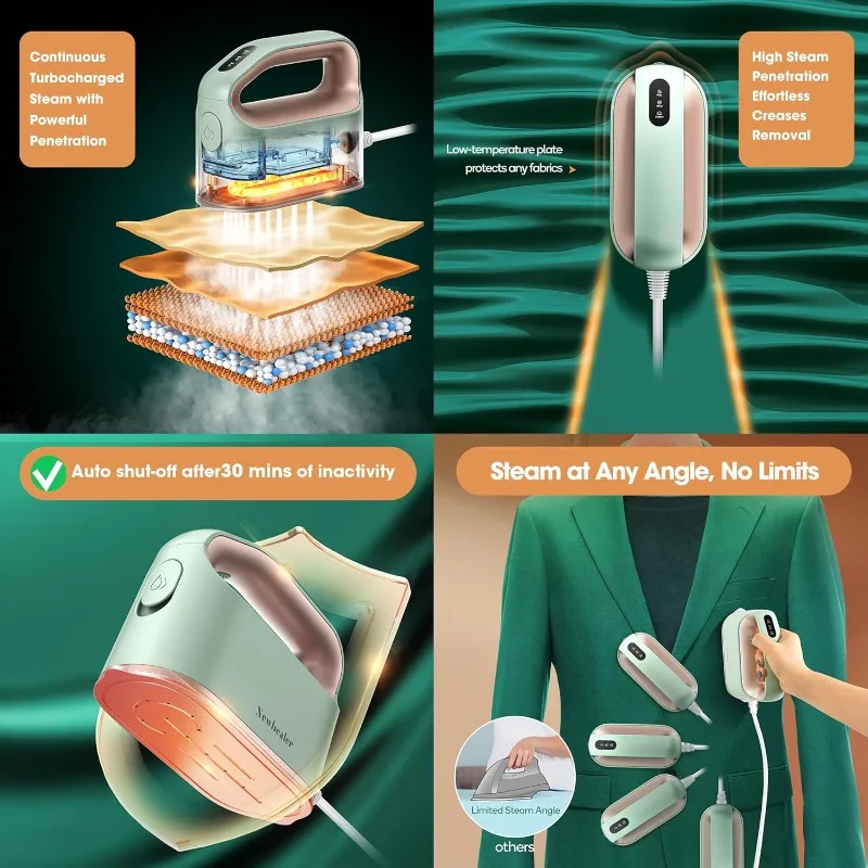 2In1 Pro Steam Station Iron (Green) bundle with Smart Steam Iron (Green), Both 3-Level Steam & Dry Ironing, Self Cleaning, 360°