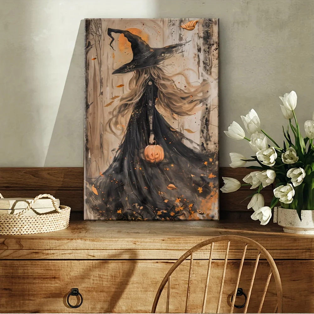 1 قطعة قماش ساحرة للخريف بإطار من الصنوبر |   موضوع الغابة الغامضة |   غرفة المعيشة/غرفة النوم/الممر ديكور الهالوين