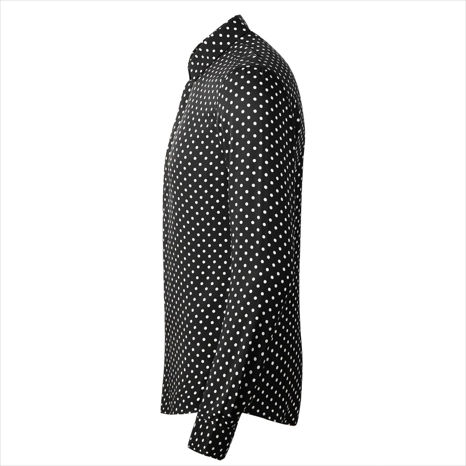 2025 New Polka Dot Rhinestone Shirt Men Cotton Long Sleeve Casual Shirts Slim Fit Luxury Social Banquet Party Business Shirt