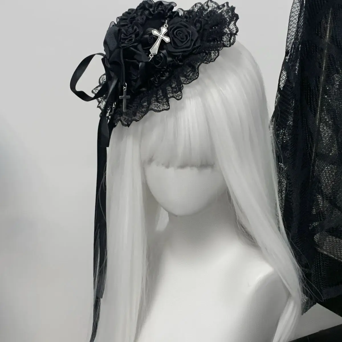 Dark Gothic Punk Retro Black Bow Haipin Comic-Con Small Top Hat Show Lolita Headwear Accessories y2k