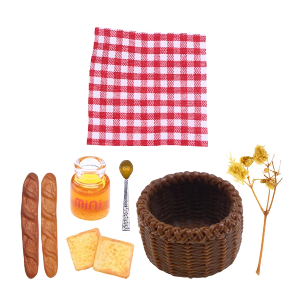 House Ornaments for Kids Bread Basket Model Mini Decoration Condensed Milk