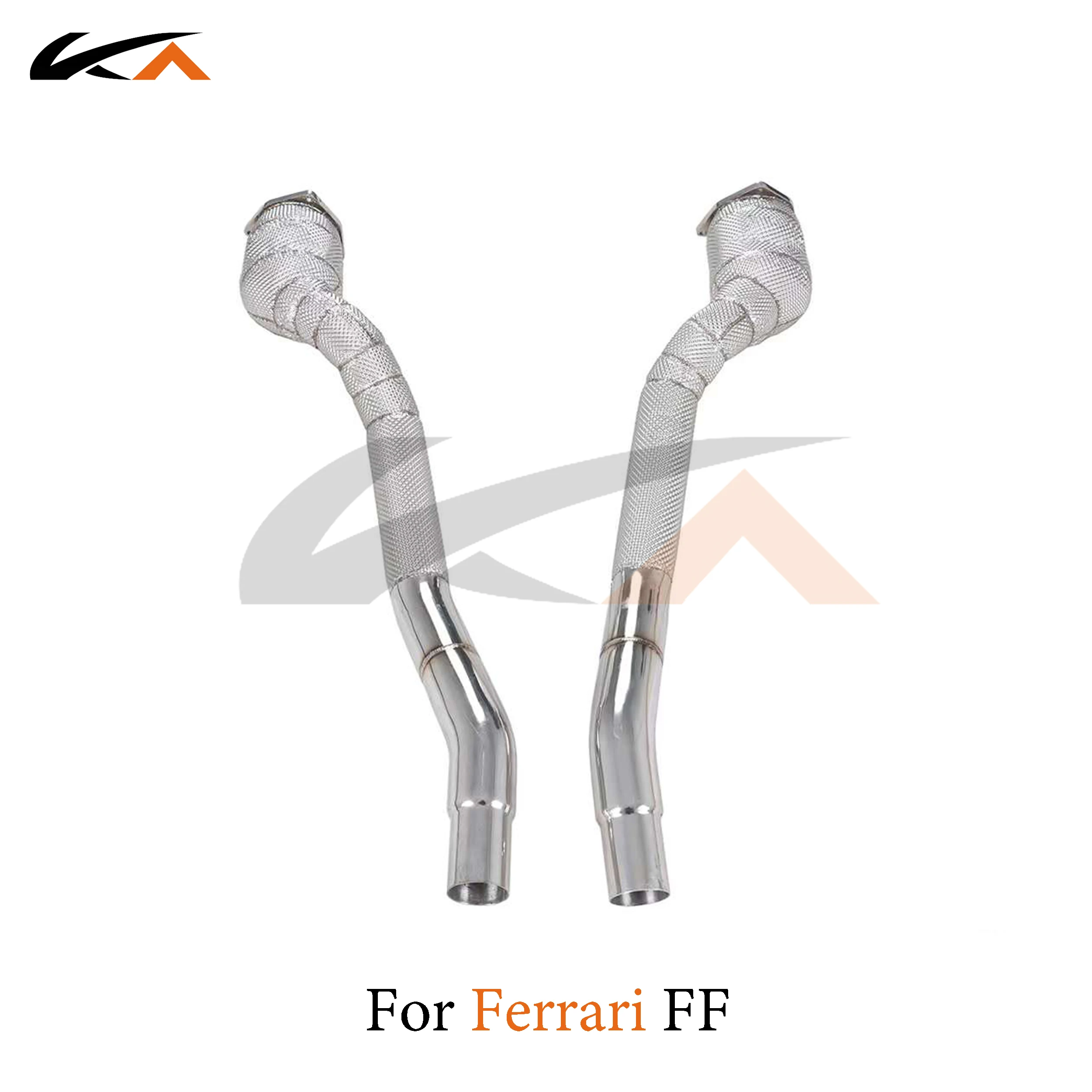 KA Tuning downpipe exhaust stainless headers for Ferrari FF V12 6.3 axle pipe performance parts heat shield catted