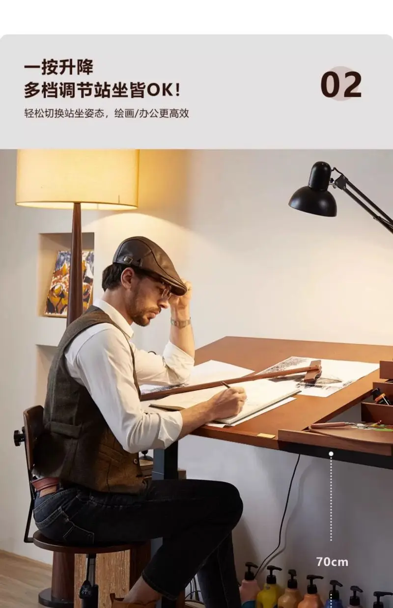 Mesa de pintura con elevación eléctrica, mesa de pintura, mesa de dibujo multifuncional de madera maciza