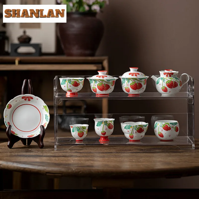 

Ручная роспись, клубничный чайный сервиз, чайник, держатель на подшипнике, гавайская чашка, дегустация чая, заваривание чая, кунг-фу, чай, коллекция посуды для напитков