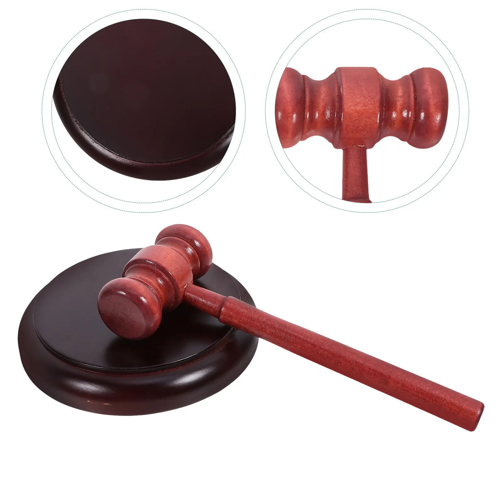 Wooden Judge Gavel Set with Solid Wood Base Vintage Courtroom Auction Lawyer Office Display Hammer