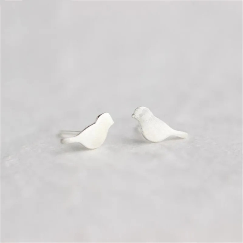 New Fashion Jewelry Cute Animal 925 Sterling Silver Personality Brushed Sweet Bird Simple Women Stud Earrings  E248