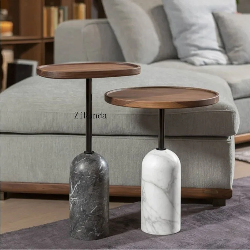Wooden nested table Living room decorative side table Travertine solid wood convertible retractable handmade