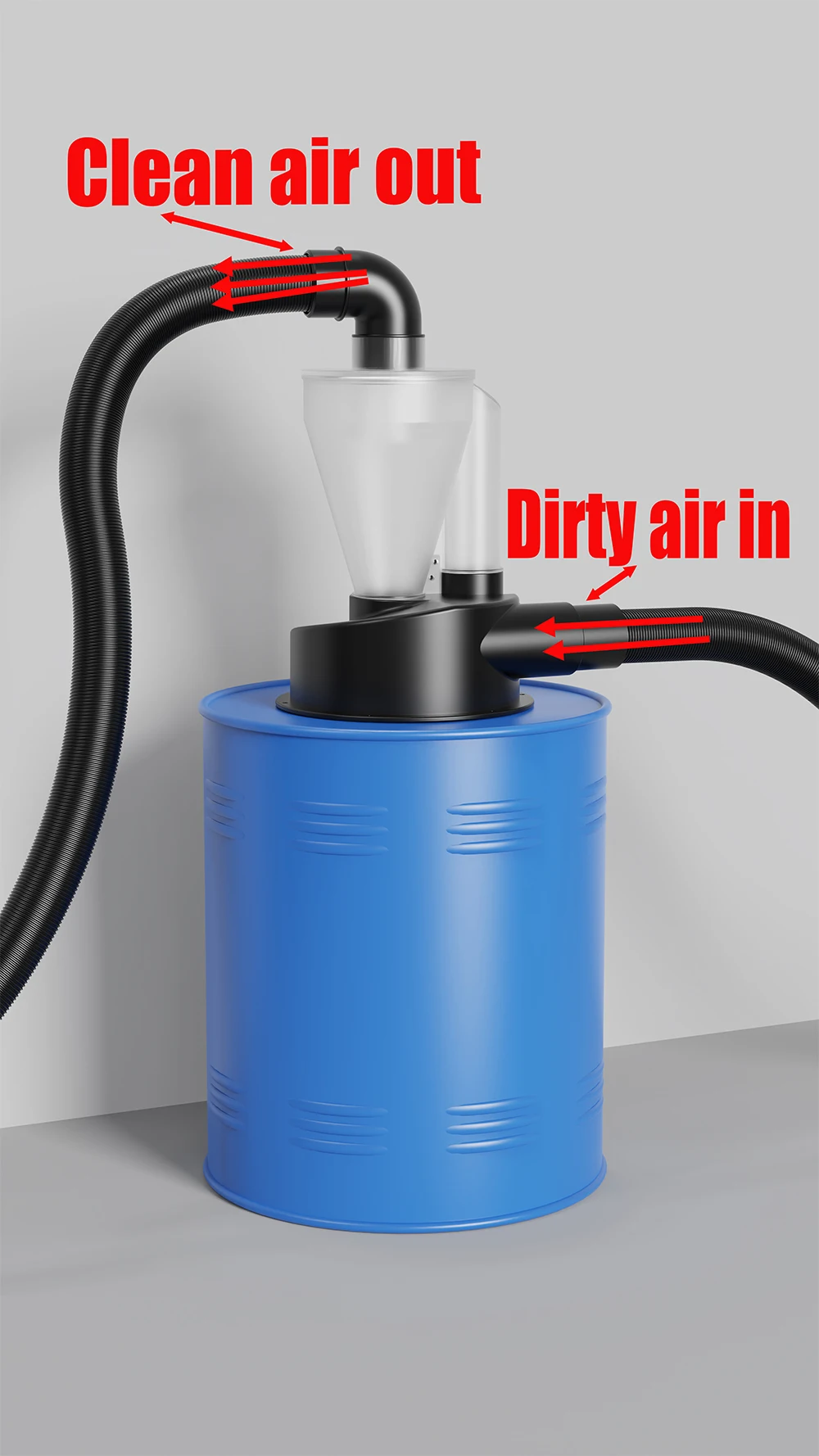 2.5'' Woodworking Double Filtration Cyclone Dust Collector DIY Turbocharged Filter Industrial Separator Collector Canister Dust