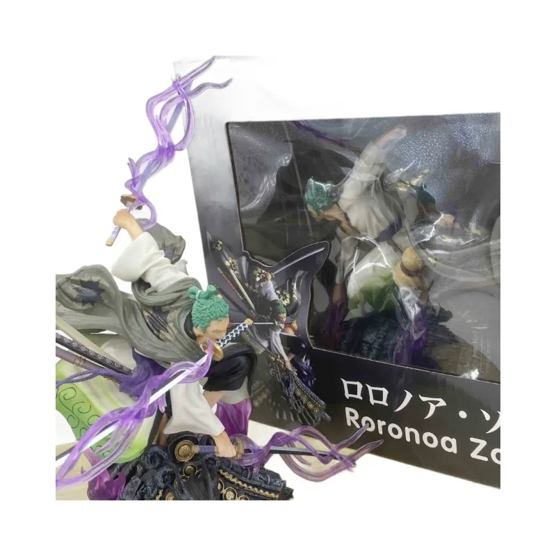 

Фигурка аниме Bandai One Piece Wano Country Rooftop Zoro Kimono Sanjudo Zoro в коробке для демонстрации