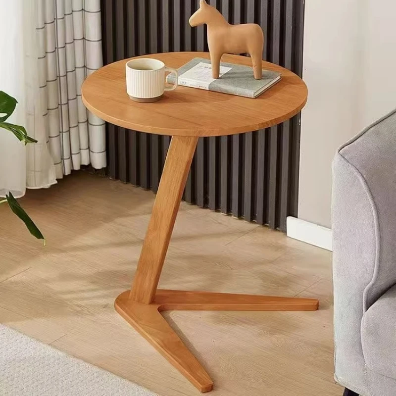 Imagen 4: Mesa auxiliar multifuncional de madera maciza, sofá, sala de estar, café móvil, esquina minimalista Simple, Mini Mesa pequeña, muebles para el hogar