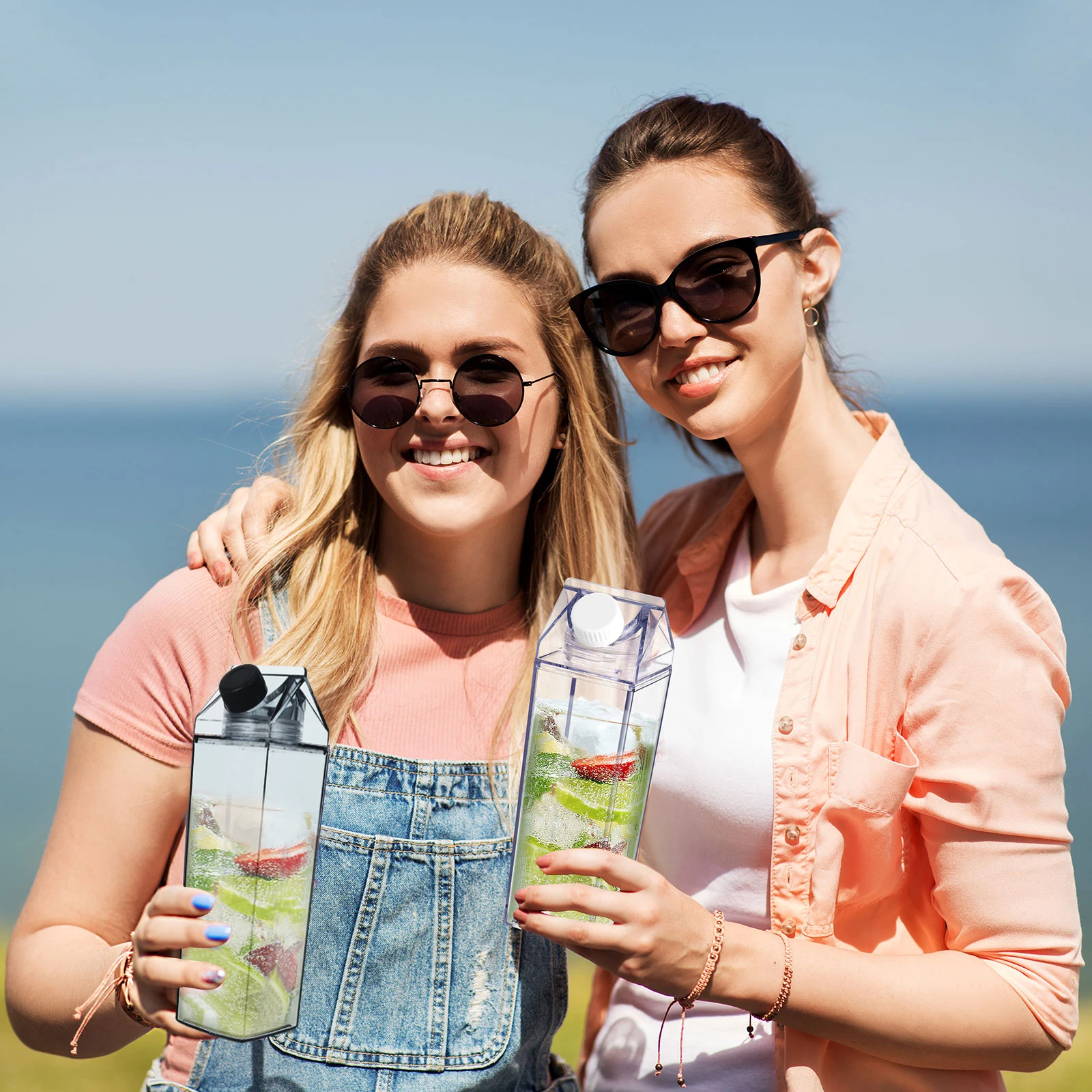 

1pc Reusable 500ml Milk Bottle Clear Plastic Drink Bottles Portable Leakproof Storage Blue Child Kitchen Bar Juice Containers