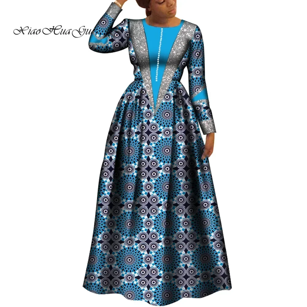 Vestidos africanos para mulheres dashiki vestido africano impressão robe africaine femme plus size áfrica roupas festa de casamento wy8034