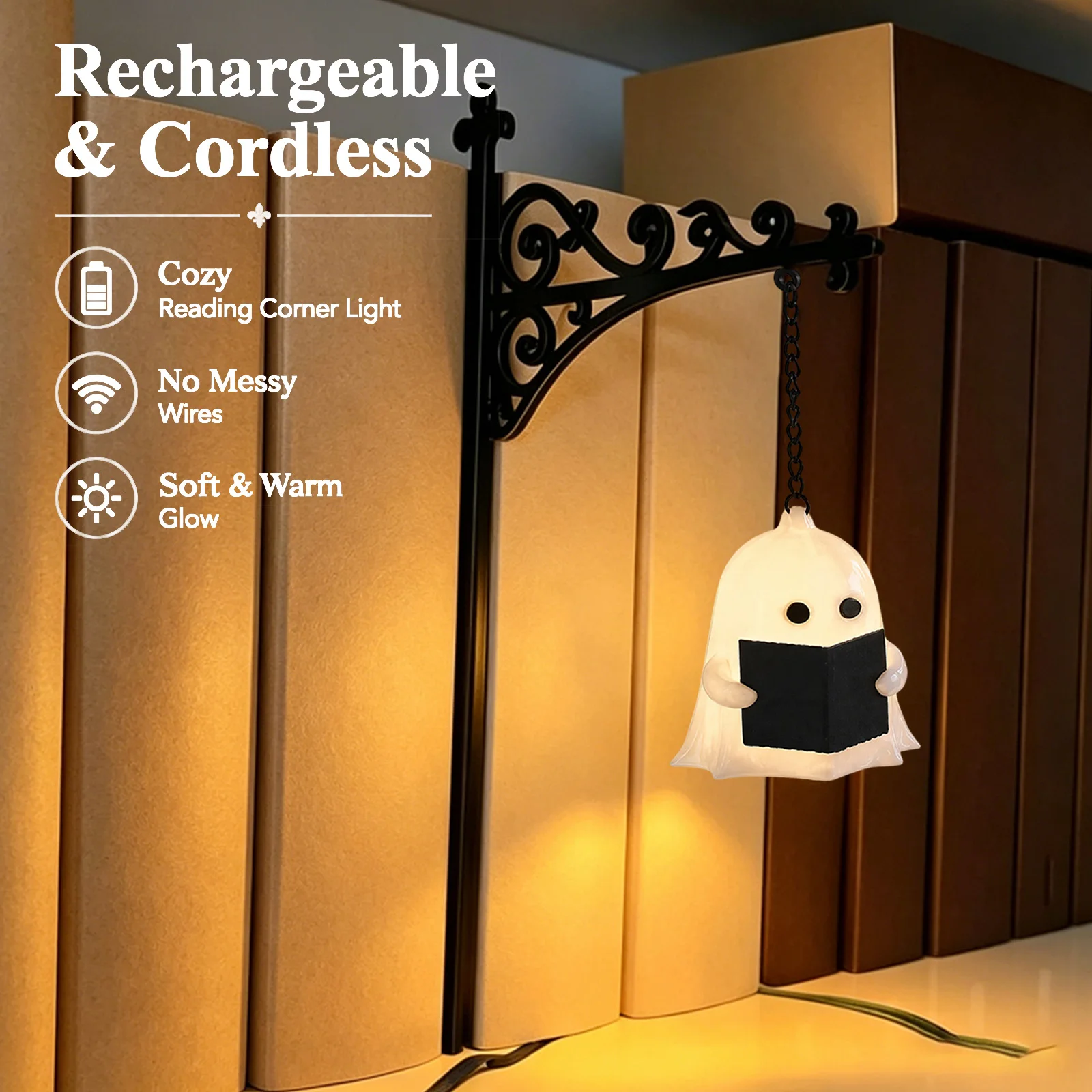 Vintage Bookshelf Lamp Library Lantern Light Library Lantern Bookshelf Light Reading Nook Led Night Lamp Decorative for Library