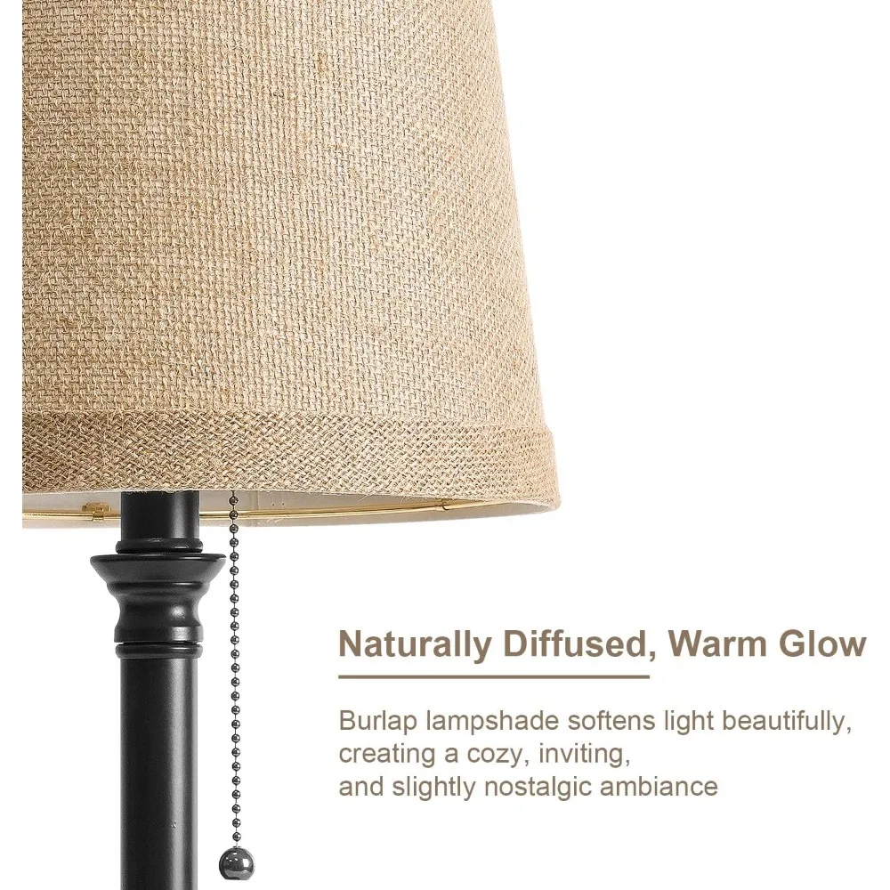 19.5" Small Table Lamp for Bedroom Nightstand - Black Fabric Shade, Living Room, Desk Reading, Kids Room, Office, Dorm view 5