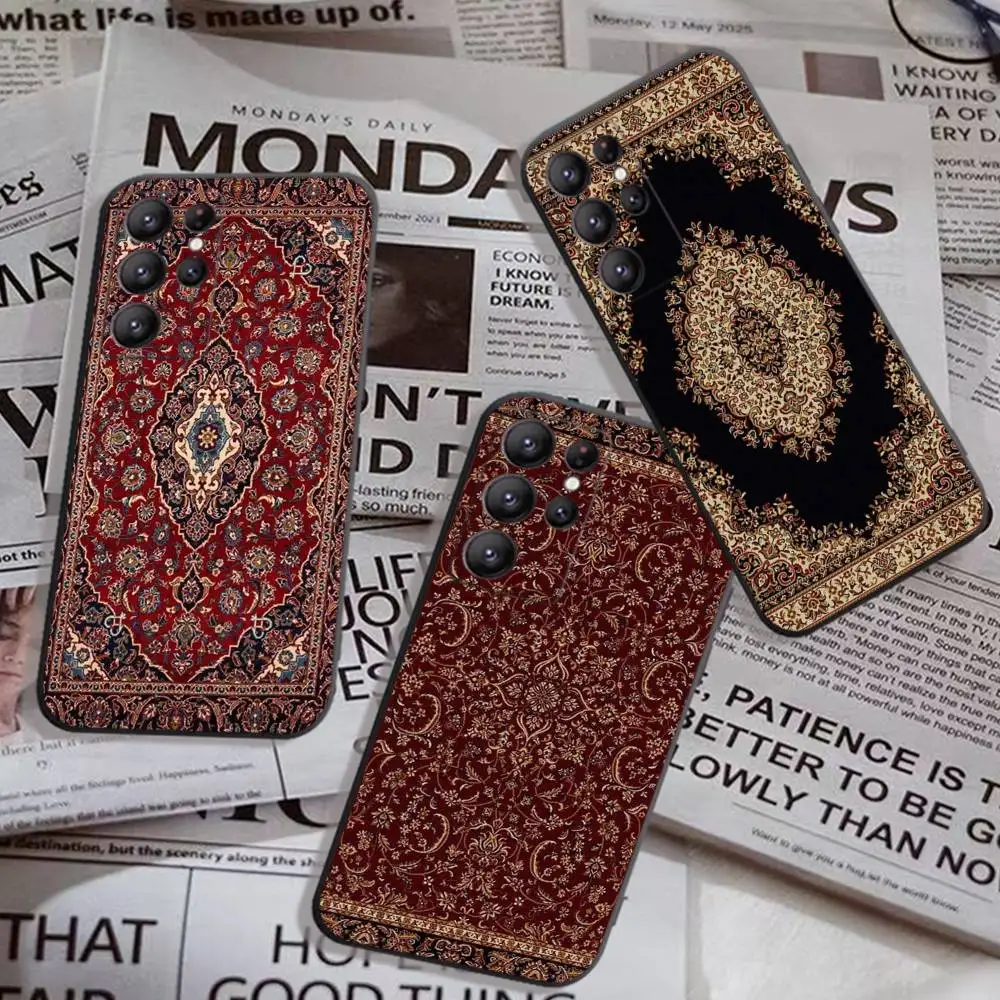 Persian Carpet Floral Case For Samsung Galaxy Case S25 S23 S22 S21 S30 S20 S10 Ultra Plus FE TPU Soft Cover