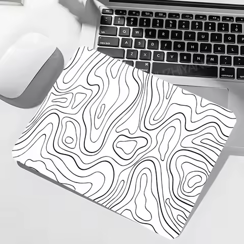 Black White Texture Keyboard Pad Mouse Gaming Pc Accessories Rubber Mousepad Gamer Deskmat Topographic Mause Pads 45x40CM