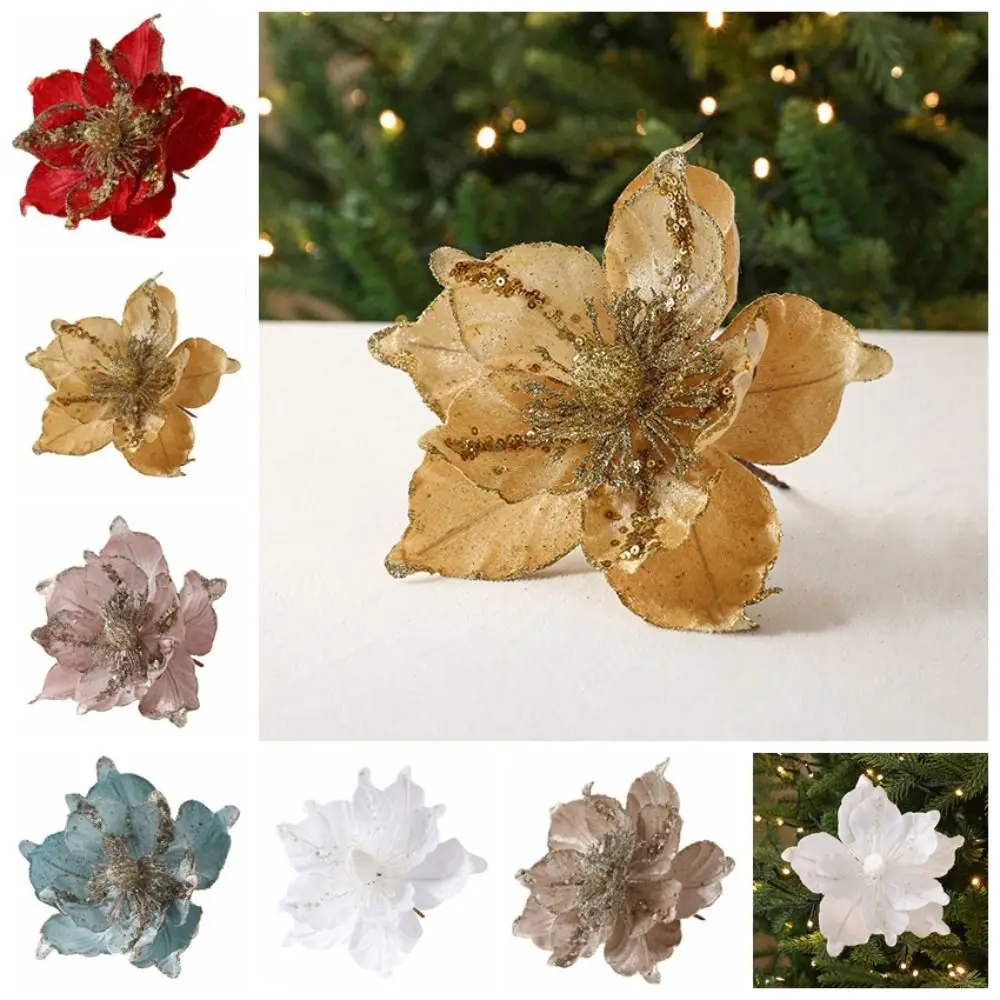 

Fashion DIY Christmas Flower Pendants Multi-layer Cloth Simulated Xmas Flower Handmade Xmas Tree Oranments Happy Party