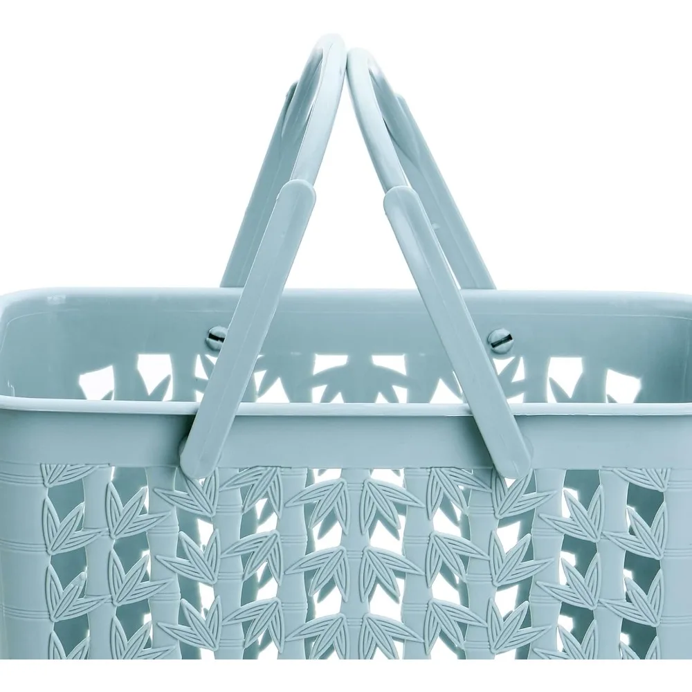 مجموعة من 3 سلال للاستحمام البلاستيكية، صندوق تخزين محمول مع مقابض، منظم أدوات الزينة للحمام،