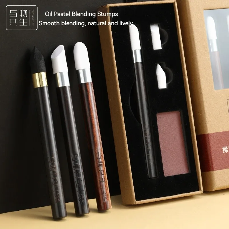 Artist Blending Sponge Pen Set Multi-Shaped Head Rubbing Brush Tip Replacement Nib Sketching Wipe Pen Drawing Art Blenders Tools