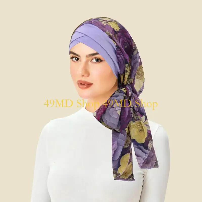 49MD Pull On Headscarf Wrap Cap with Lightweight Travel Ready Styling