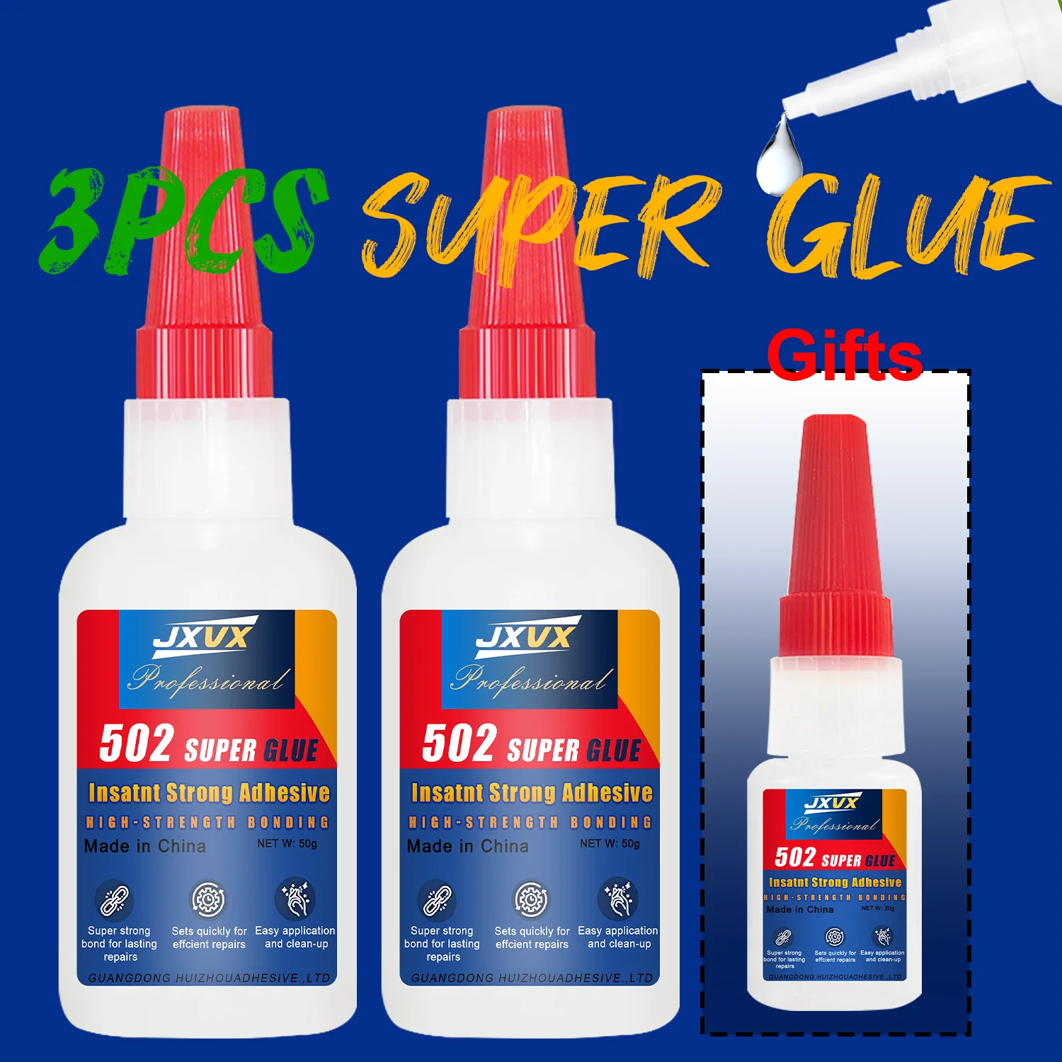 Instant Adhesive 401/502 for Repairing Metal, Plastic, Toys, Furniture, and Shoes 20/50g - 5S Instant-Drying Super Glue