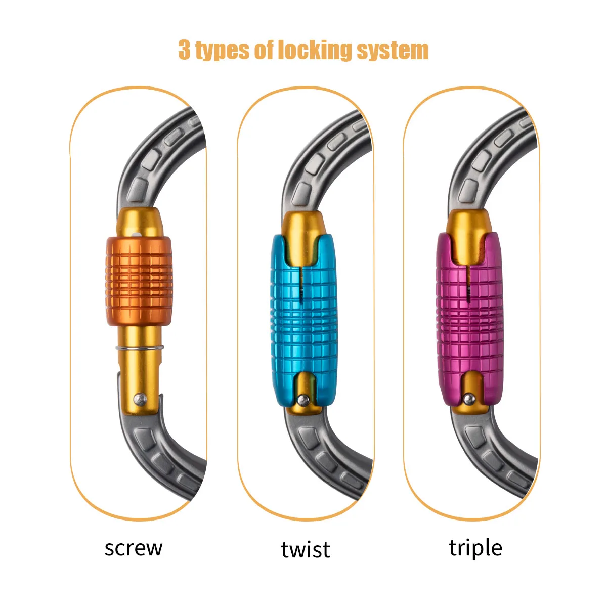 26kN O-Type Auto Lock Safety Carabiner, Multicolor Camnal Master Hook for Rock Climbing Mountaineering Gear