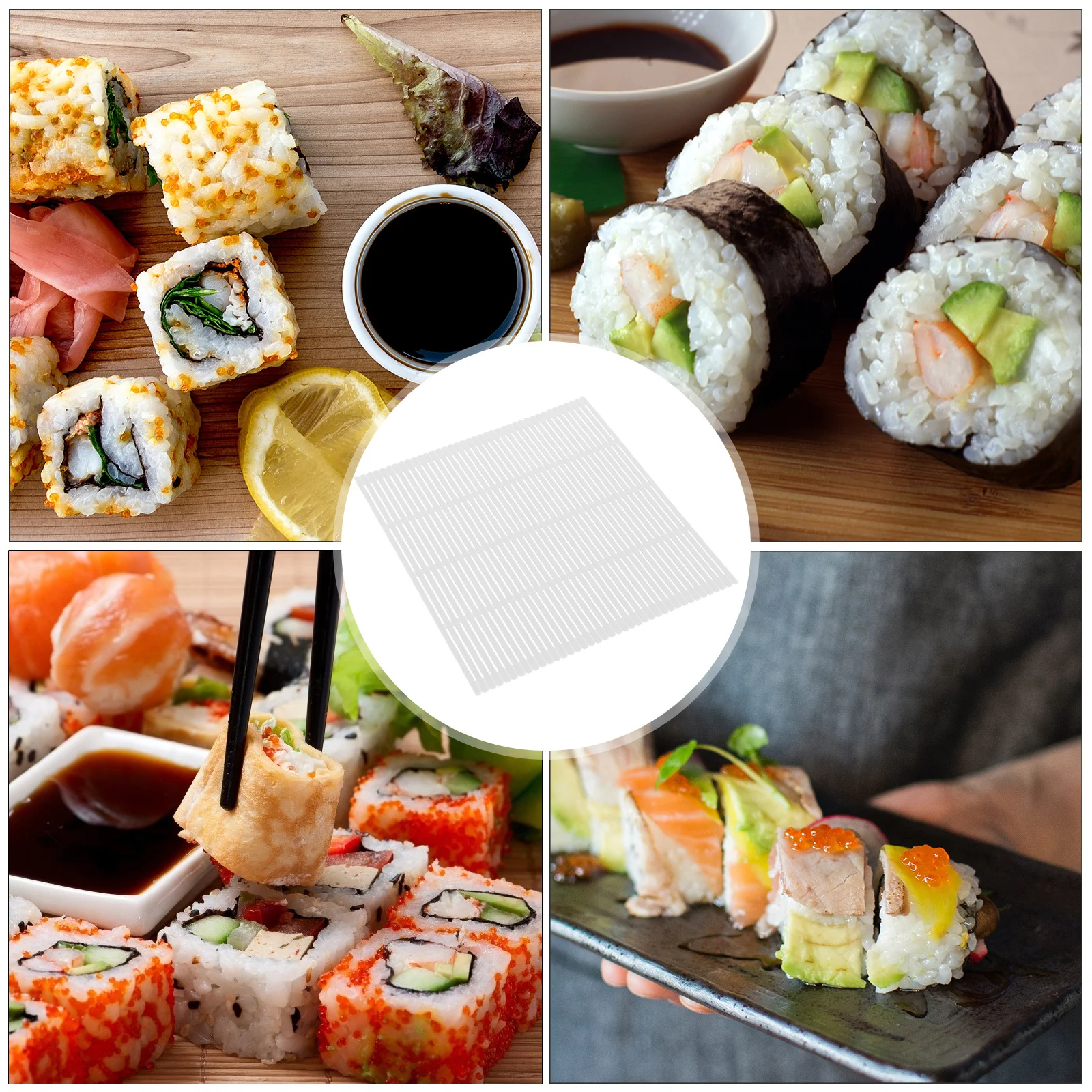 

4Pcs Sushi Plastic Rolling Mat Easy to Use and Store Sushi Making Supply for Family Gatherings Kitchen Supplies