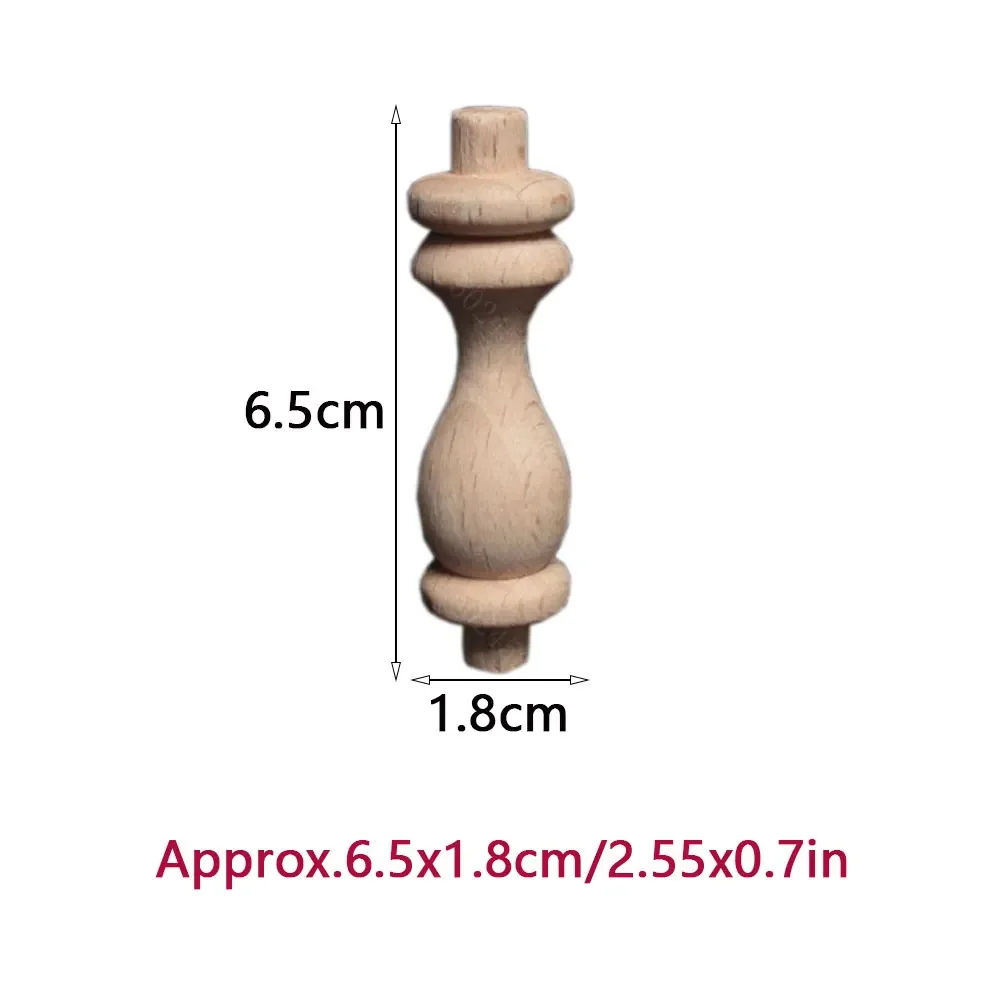 6PCS Wood Craft Bed Cabinet Staircase Wood Carving Cylindrical Column Unpainted Furniture Applique Home Decor Accessories