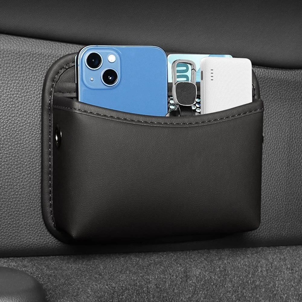 Auto-Türtasche, PU-Leder Auto-Netztasche Organizer für Karten, Handy, Sonnenbrille, Universelles Auto-Innenraum-Zubehör – Detail 6