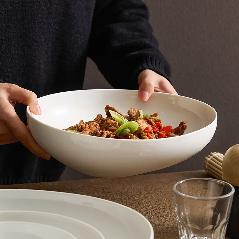 white-simple-western-restaurant-deep-bowl-household-new-ceramic-fruit-salad-bowl-japanese-style-soup-plate-for-hotel-tableware