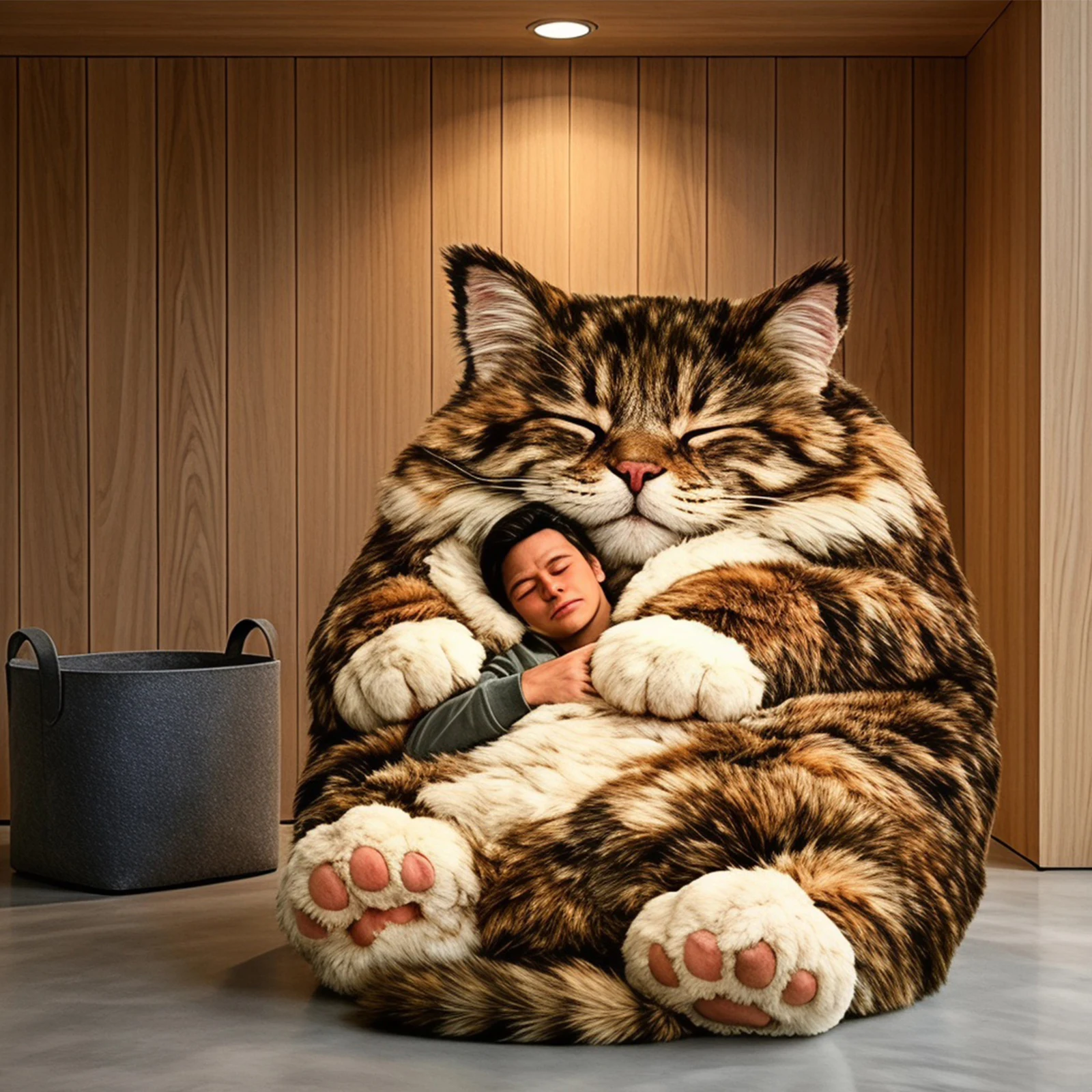 Giant Animal Sleeping Bag Washable Soft Warm Plush Bag Cat Plush Sleeping Bag for Indoor Home Bedroom Living Room Apartment Dorm