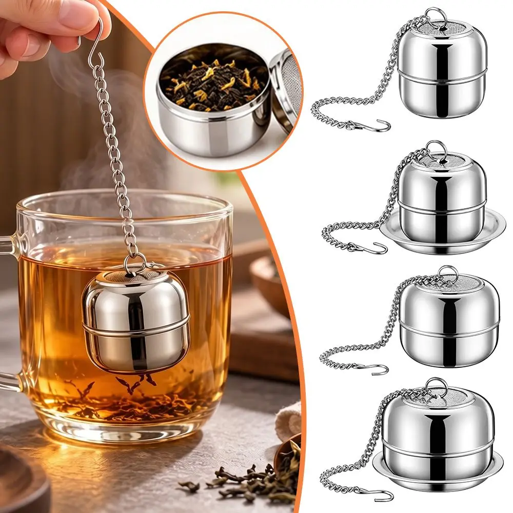 New Stainless Steel Tea Infuser Fine Mesh Sealed Threaded Lid Tea Strainer Sphere Shape With Chain Tea Filter Teaware