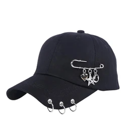 A unisex hoop chain fashion baseball cap street punk hip hop personalized cap black