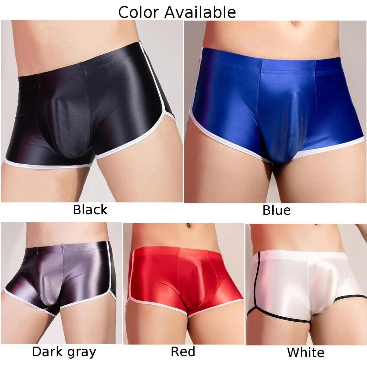 Boxers planas sexy dos homens, shorts de segurança, cuecas sem costura, bottoms sono liso, jockstrap, óleo brilhante, roupa íntima apertada, elástico